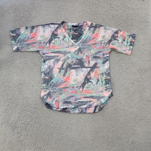 Nally & Millie Shirt Womens Extra Large Abstract Print V Neck Pastel Colors USA - Picture 1 of 8