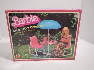 Barbie Dream Pool Collection Patio Table, Chairs & Accessories w/ Box Incomplete - Image 1 of 4