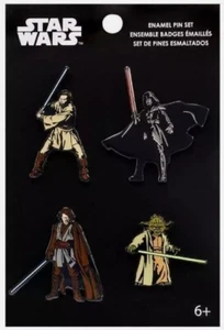 Funko NEW Sealed STAR WARS Enamel Pin Set (4) Darth Vader Obi-Wan Yoda Anakin - Picture 1 of 9