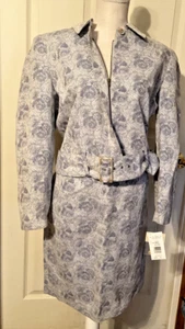 Harve Benard 2 Piece Jacket & Skirt Set - Lined -  Blue Floral - Size 12 - NWT - Picture 1 of 6