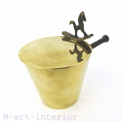 Art Deco Kanne Messing Bronze Pferd Handarbeit Brass 🔴Style Hagenauer 1930-1950 - Bild 1 von 4