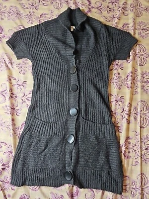 Kensiegirl Sweater Extra Small Womens Cozy Black Long Pockets Chunky Buttons - Image 1 of 4