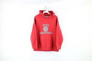 Vintage Nike Basketball Boys Large Faded Travis Scott Center Swoosh Hoodie Red - Picture 1 of 9