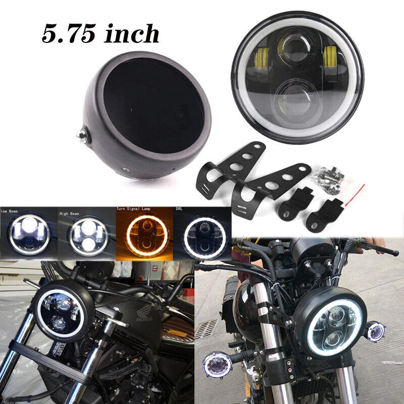 Faro LED 5,75" + Soporte de montaje de carcasa para Yamaha V-Star XVS 650 950 1100 Foto 1 de 4