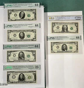 LOW SERIAL NUMBER # 3 FRN SIX NOTE SET- $500-$50- $20- $10- $5- $1 AND SS $1 - Picture 1 of 3