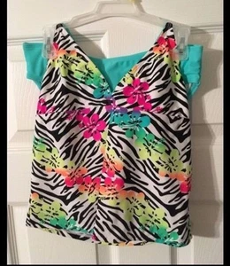 BNWTS GIRLS 2 PIECE OP TANKINI SWIM WEAR SUIT BATHING SUIT Size MEDIUM - Picture 1 of 4