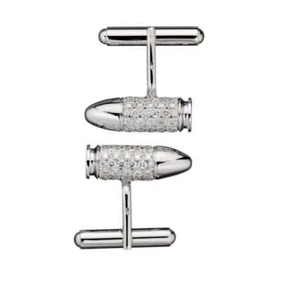 Amazing Gun Bullets Design With Pave Set Shiny Cubic Zirconia Men's Cufflink Set - Image 1 of 2