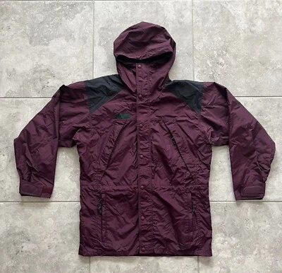 Columbia Vtg 90s Burgundy Hooded Zip Nylon Windbreaker Jacket Ski Retro Mens S - Image 1 of 4
