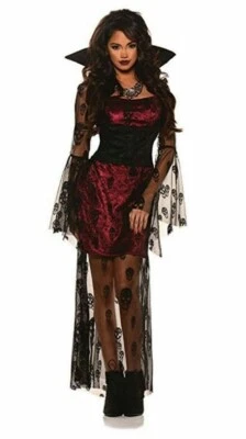 Sexy Envolturas Carmesí Calavera Encaje Bruja Vestido Halloween Disfraz Mujeres XL 18-20 Foto 1 de 4