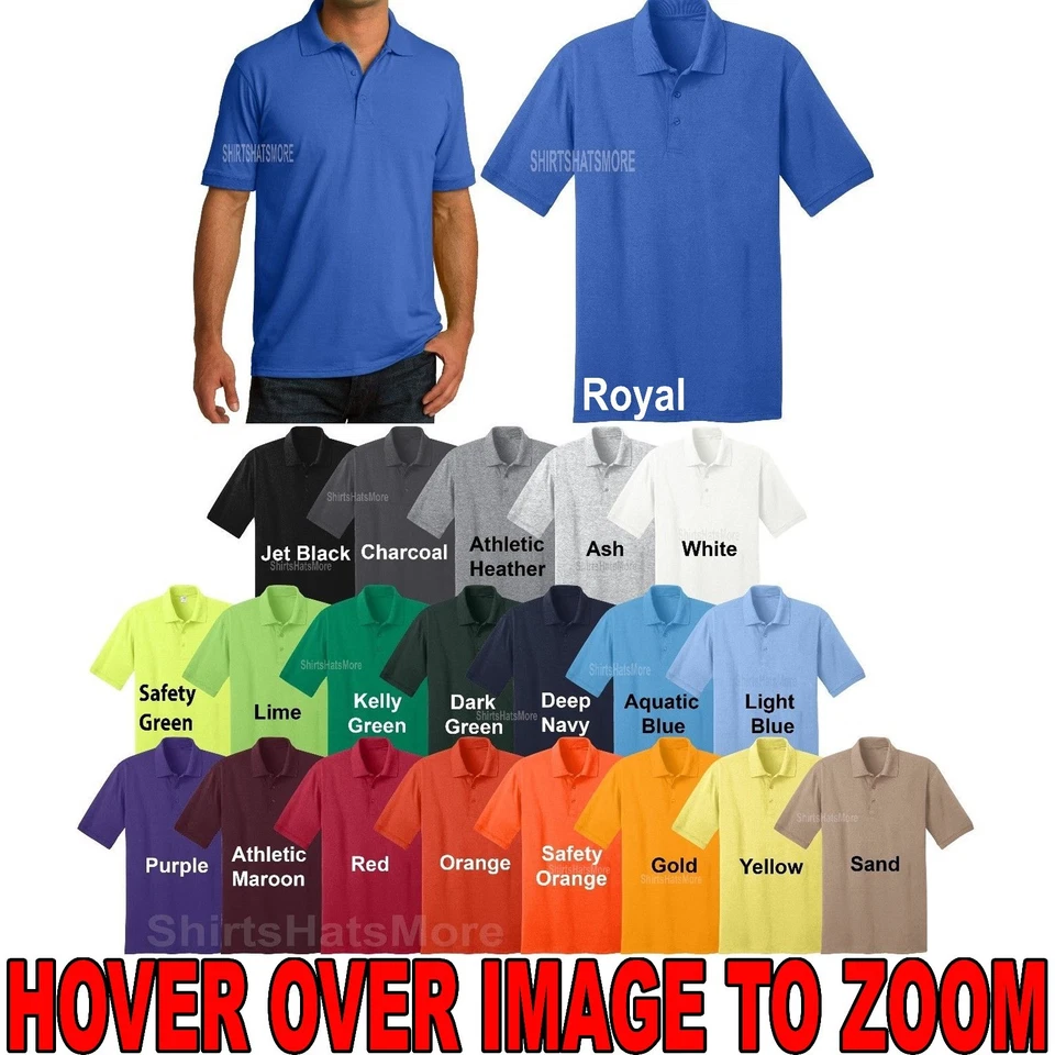 Camisa polo para hombre mezcla de algodón/poliéster golf fácil cuidado XS S M L XL 2X 3X 4X 5X 6X Foto 1 de 1