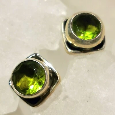 Ohrringe, Ohrstecker mit Peridot, 925er Silber - Olivin - Grün - facettiert - Bild 1 von 4