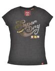SUPERDRY Womens Classic Graphic T-Shirt Top UK 10 Small Grey Cotton AE10
