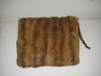 Calentador de manos de piel de zorro rojo eduardiano de colección genuino forrado bolsillo interior con cremallera Foto 1 de 4