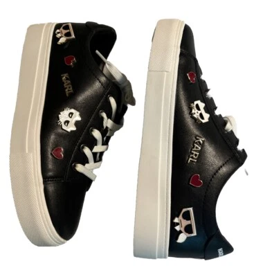 Nuevas Tenis Karl Lagerfeld Mujer Negras Paris Cambie Pins, Talla 8,5 M Foto 1 de 4
