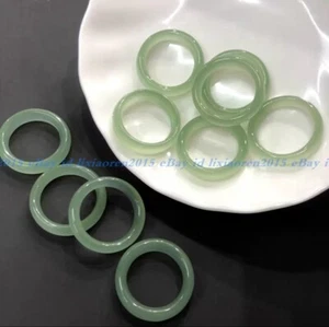 Mens Womens Natural Genuine Real Light Green Jade Band Ring AAA - Picture 1 of 4