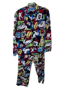 Disney, Retro Mickey/Minnie Mouse Fleece Pajamas, Button-Up/Pull-on Medium 8-10 - Picture 1 of 7