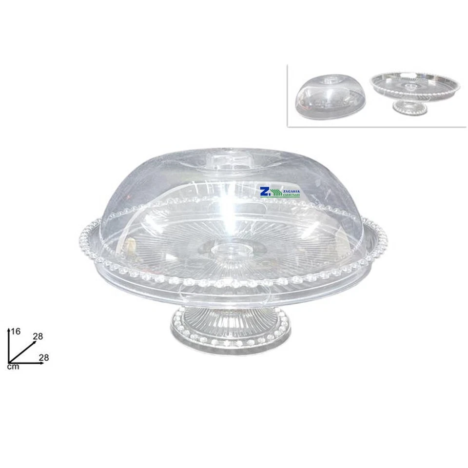 ALZATINA ALZATA DA TAVOLA DIAM. CM 28X16 H IN PLASTICA TRASPARENTE TORTE DOLCI - Immagine 1 di 1