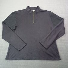 Sol Angeles Sweater Mens XL Black 1/4 Zip Mock Neck Stretch Casual Lightweight