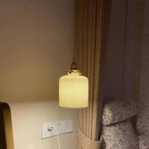 Vintage Ceramic Hanging Light Kitchen Room Island Pendant Light Cylinder Shade - Picture 1 of 7