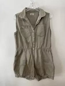 Pact 100% Bio Baumwolle hellbraun oliv Chambray ärmellos Strampler Damen Gr. L - Bild 1 von 8