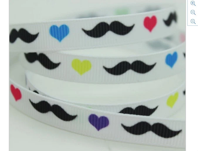Hearts and Moustache Ribbon 9mm wide  - image 1 of 1