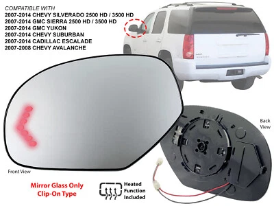 Para Espejo Vidrio con Señal Calefacción 2007-14 Silverado Tahoe Suburban Lado del Conductor Foto 1 de 4