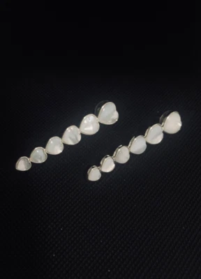 PENDIENTES COLGANTES NICOLA BATHIE PACTO JARDÍN MADREPERLA CORAZÓN 2 1/4" NUEVOS Foto 1 de 4