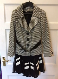 Ladies Planet Black & White Check Jacket Suit Size 12 Jacket Size 10 Skirt - Picture 1 of 11