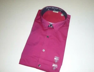 kennth cole reaction mens designer slim fit cotton formal dress shirt-17.5-32/33 - Picture 1 of 6