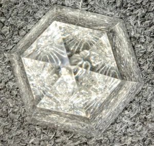 Crystal Glass Paperweight 5 Sided Hexagon Cut Heavy FANCY BOTTOM DESIGN 3.5" - Picture 1 of 4