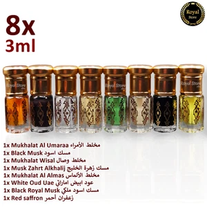 8x Arabic Perfume Oil 3ml Black Musk Oud Tahara saffron HiQuality مسك أسود OFEER - Picture 1 of 9