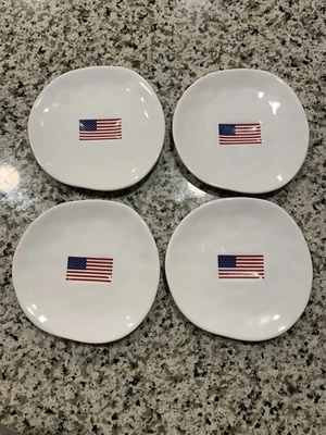 Juego de 4 platos de aperitivo Williams Sonoma bandera americana gres 6 pulgadas Foto 1 de 4