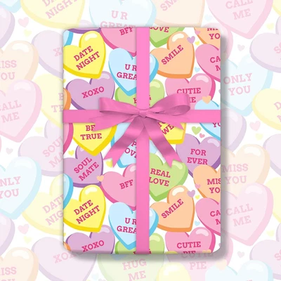 39.3 X 27.6 Inch Valentine'S Day Wrapping Paper -Not Roll- Conversation Heart Wr - Image 1 of 4