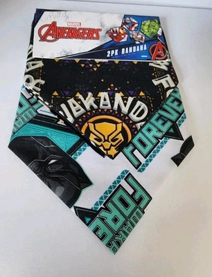 Marvel Avengers 2 Pack Bandana 17.5” x 17.5” Wakanda Forever Black Panther NUEVO Foto 1 de 4