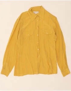 VINTAGE Womens Shirt Blouse UK 14 Medium Yellow Silk BF01 - Picture 1 of 4