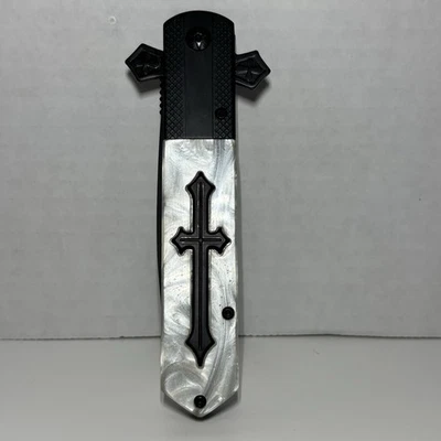 Faca de bolso dobrável assistida por mola tática cruz pérola preta 9 pol. - Imagem 1 de 4