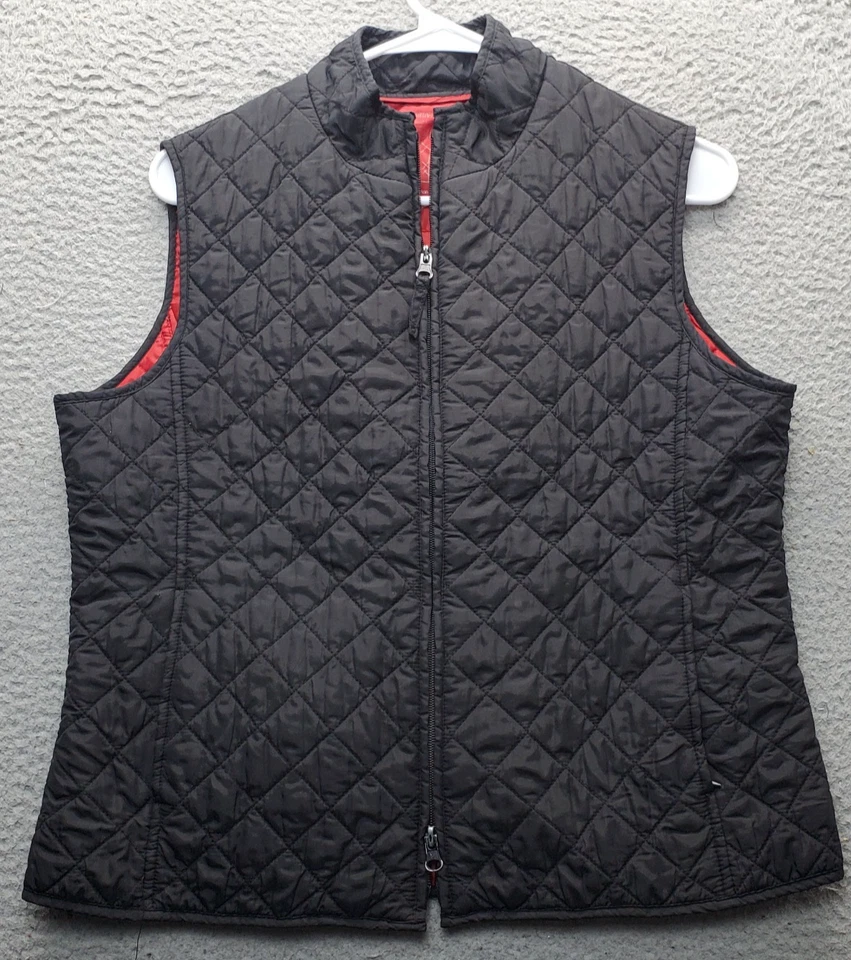 Chaleco Acolchado Relativity Mujer Grande Negro Nylon Calce Clásico Sin Mangas Cremallera Completa Foto 1 de 4