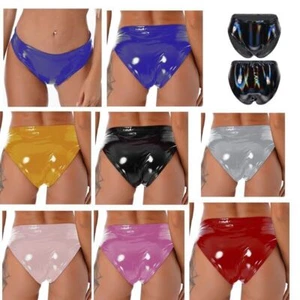 UK Women's PVC Glossy Leather Briefs High Cut Shorts Underpants Latex Hot Pants - Picture 1 of 63