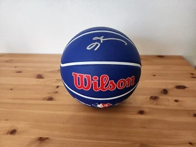 Allen Iverson Signed Full Size Wilson NBA 75 Blue Basketball JSA 76ers - Image 1 of 4