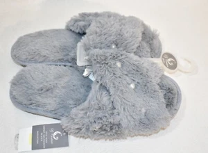PJ Couture Hausschuhe Kunstfell grau mit Perlen Größe 9/10 Damen - Bild 1 von 7