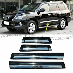 Glossy Black Side Door Body Molding Panels For LEXUS LX570 2008-15 W/Chrome Trim - Bild 1 von 5