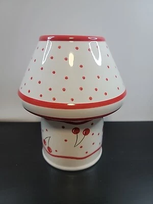 Blue Sky Ceramic Candle Lamp Cherries  Red Polka-dots 2Pc Set - Image 1 of 4