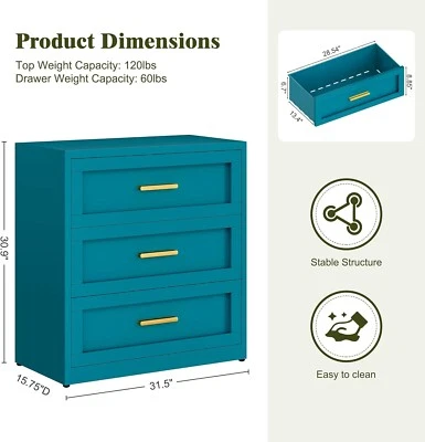 Elegro Girl Gift Metal 3 Drawer Dresser,Storage Cabinet For Home,Office,Bedroom - Image 1 of 2