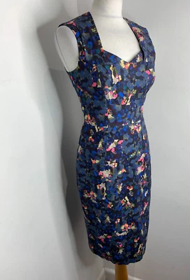 Erdem dark floral wiggle pencil midi dress UK 10 VGC pattern print structured - Image 1 of 4