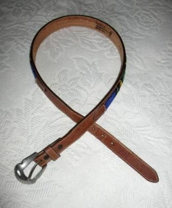 JUSTIN VINTAGE WESTERN STYLE BEADED COWHIDE LEATHER BELT Size 28 * Made in USA - Picture 1 of 7