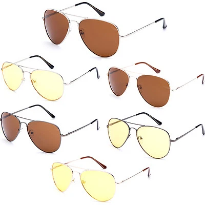 Óculos de sol para dirigir dia e noite lentes de policarbonato estilo aviador clássico UV400 - Imagem 1 de 2