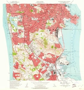 San Francisco South, CA - 1956 Vintage Map Print | Historic California Cartograp - Picture 1 of 1