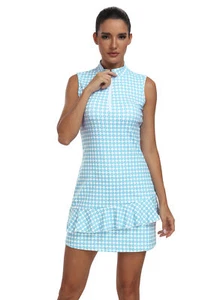 Women Sleeveless Golf Tennis Dress with Inner Work Tennis Gym Work Pleat Dress - Picture 1 of 84