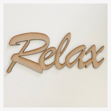 Relax Sign MDF Shape Word Raw Wooden Chic Inspirational Wall Art Craft