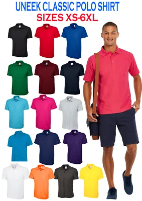 Uneek Classic Unisex adult plain uc101 Polo Shirt Casual Sport Golf Size XS-6XL - Image 1 of 4